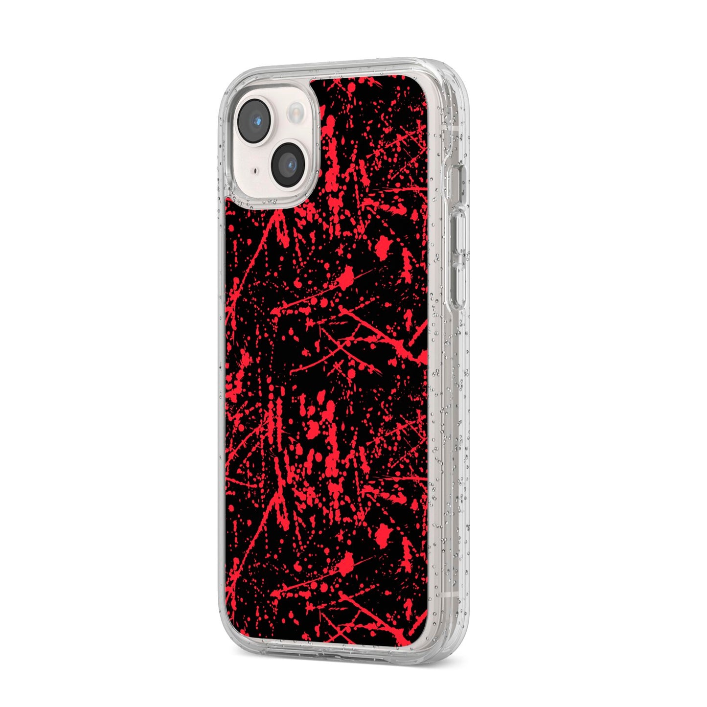 Blood Splatters iPhone 14 Plus Glitter Tough Case Starlight Angled Image