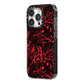 Blood Splatters iPhone 14 Pro Black Impact Case Side Angle on Silver phone