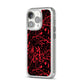 Blood Splatters iPhone 14 Pro Clear Tough Case Silver Angled Image