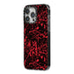 Blood Splatters iPhone 14 Pro Max Black Impact Case Side Angle on Silver phone