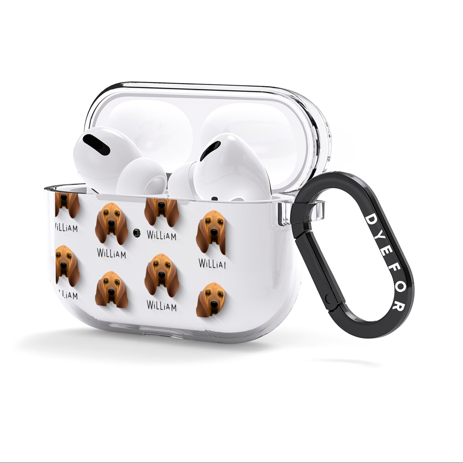 Bloodhound Icon with Name AirPods Clear Case 3rd Gen Side Image