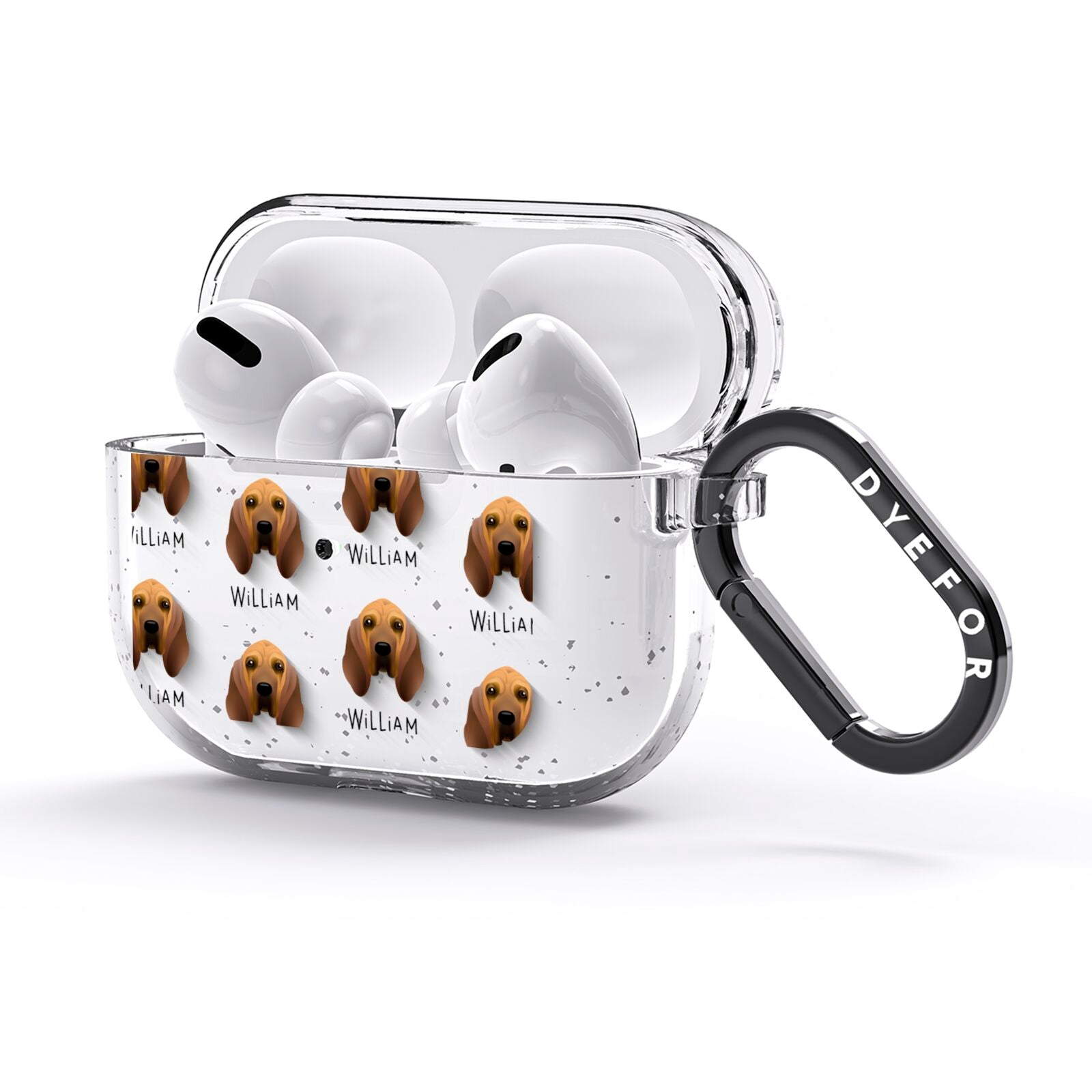 Bloodhound Icon with Name AirPods Glitter Case 3rd Gen Side Image