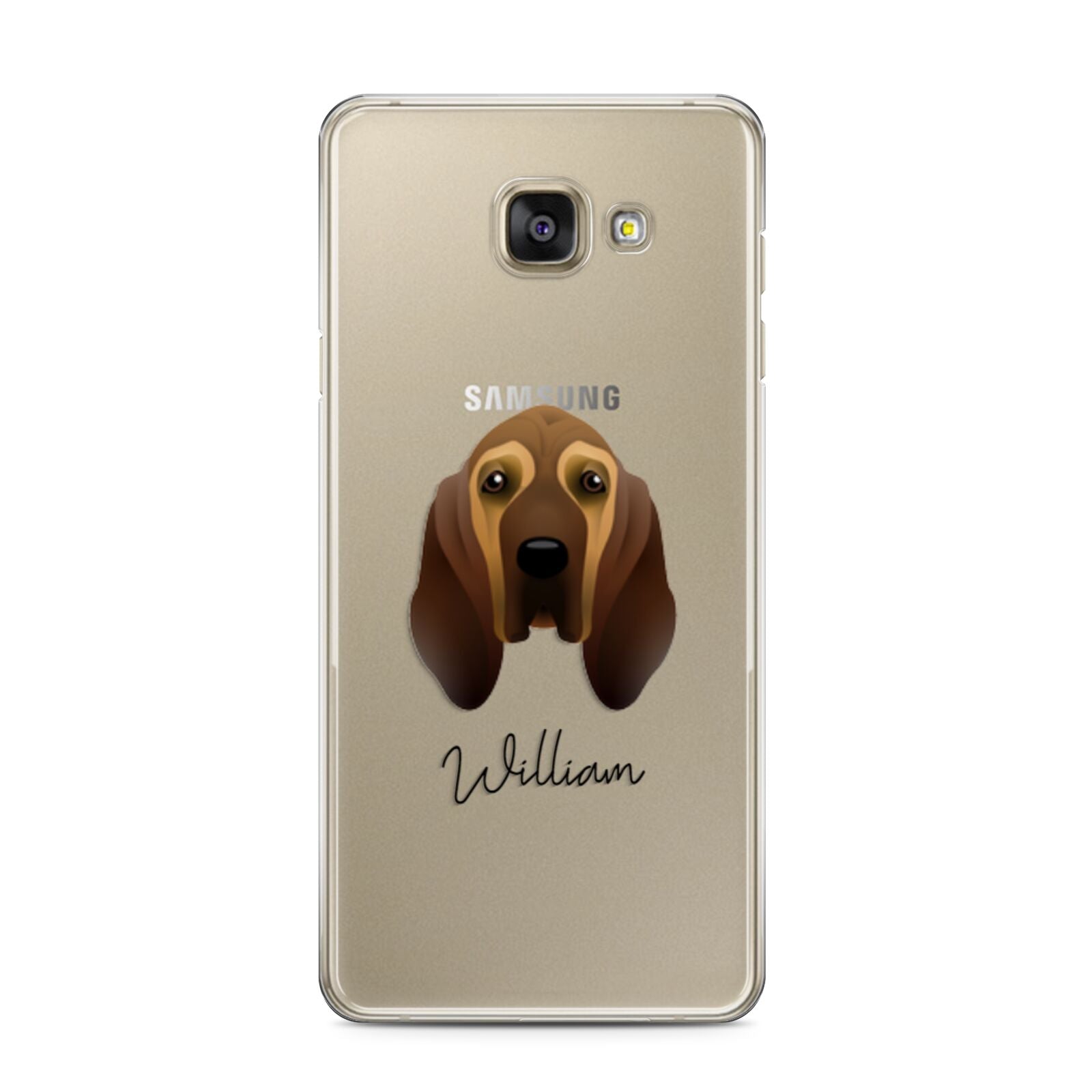 Bloodhound Personalised Samsung Galaxy A3 2016 Case on gold phone