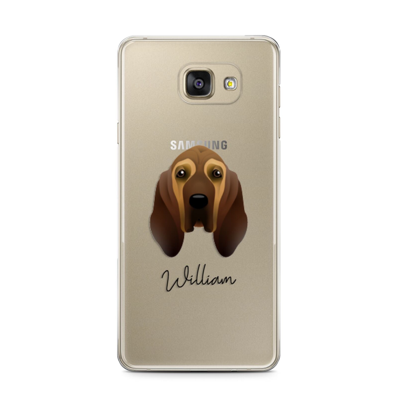Bloodhound Personalised Samsung Galaxy A7 2016 Case on gold phone