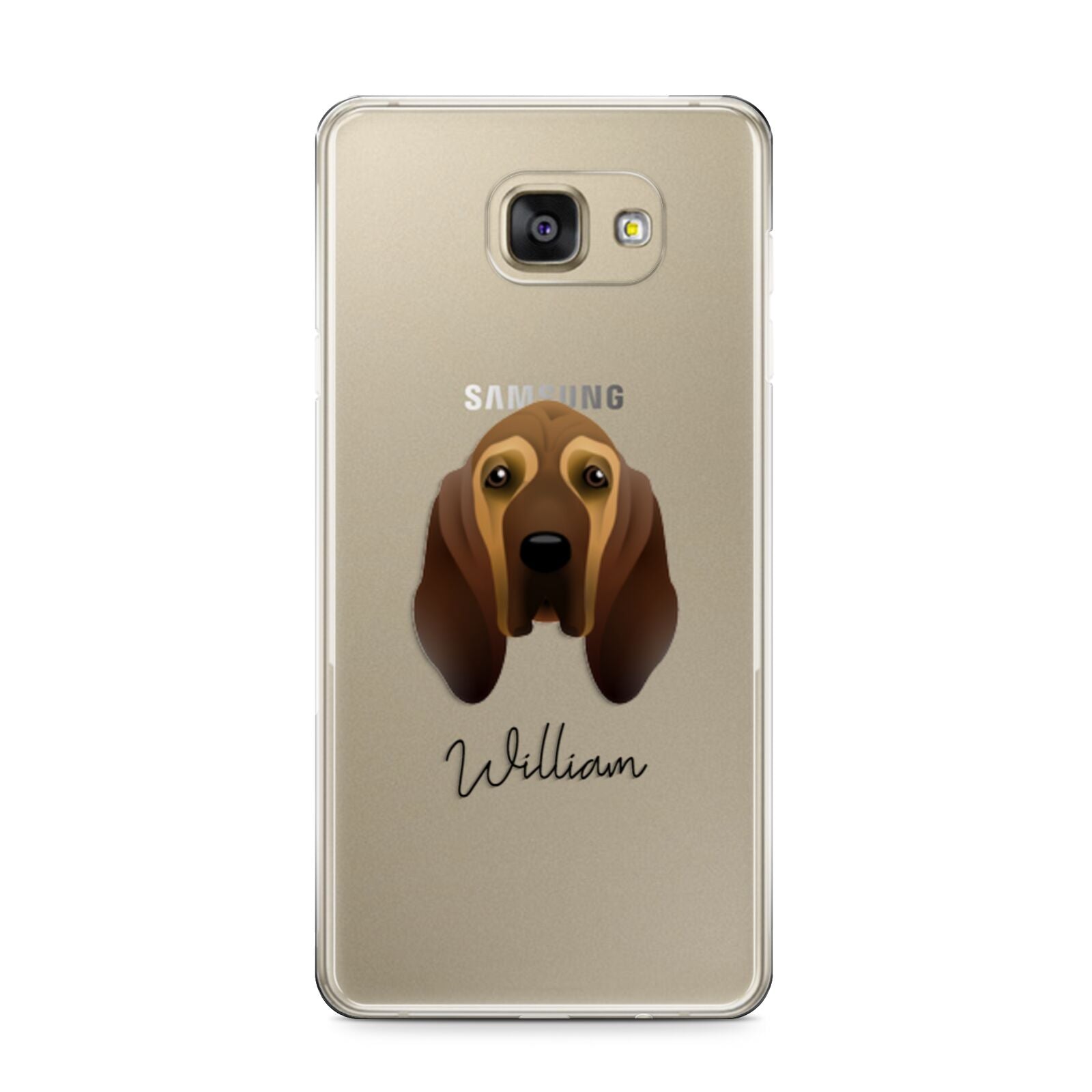 Bloodhound Personalised Samsung Galaxy A9 2016 Case on gold phone