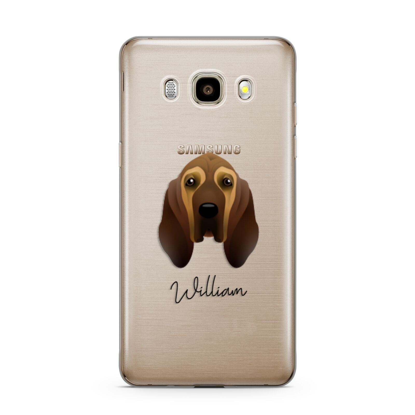 Bloodhound Personalised Samsung Galaxy J7 2016 Case on gold phone