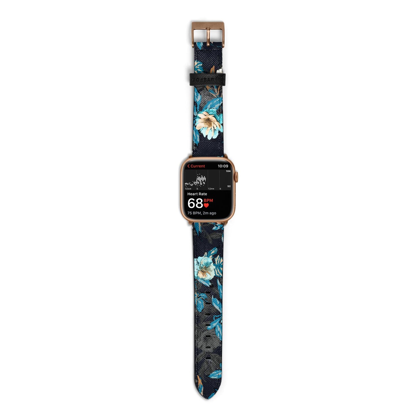 Blossom Flowers Apple Watch Strap Size 38mm with Gold Hardware