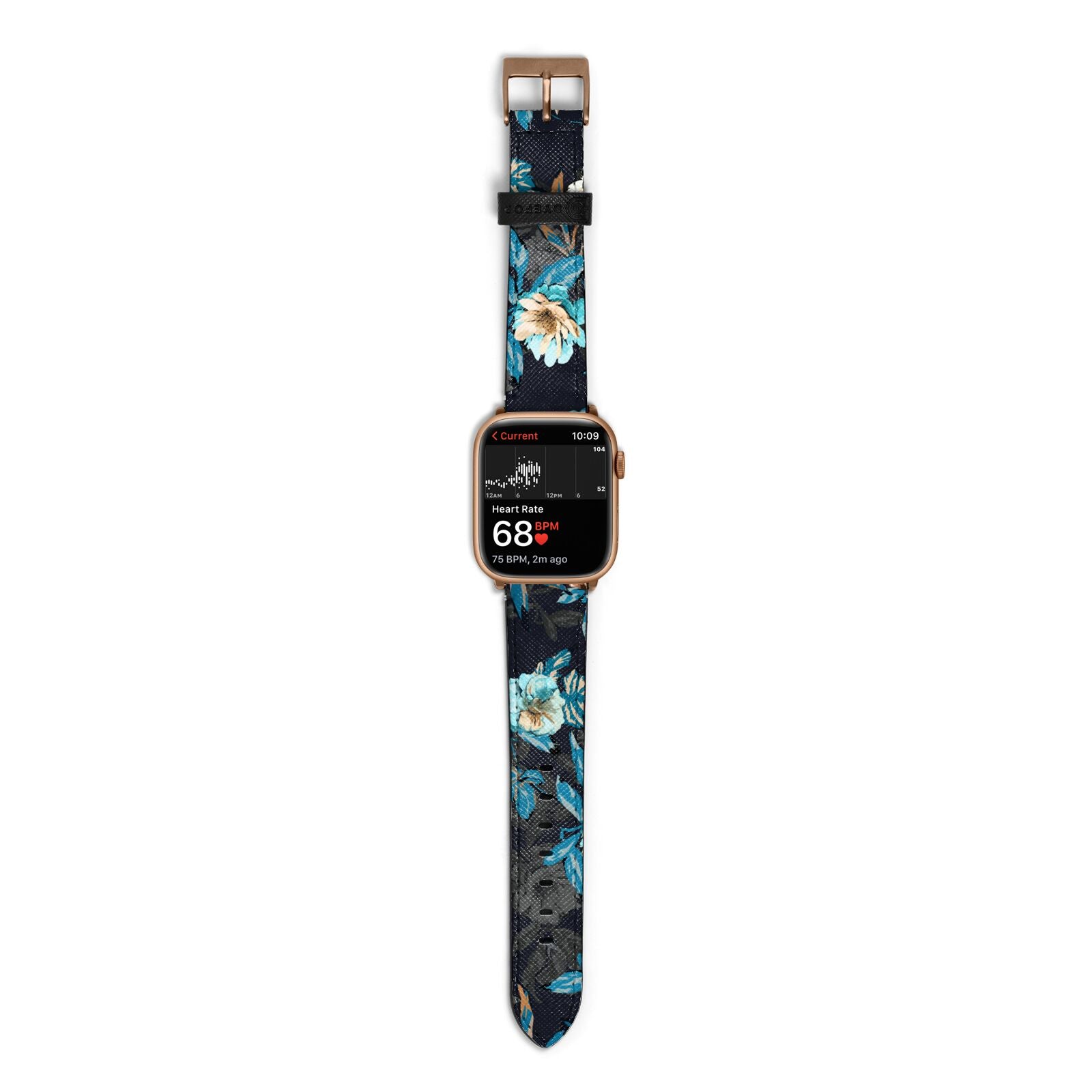 Blossom Flowers Apple Watch Strap Size 38mm with Gold Hardware