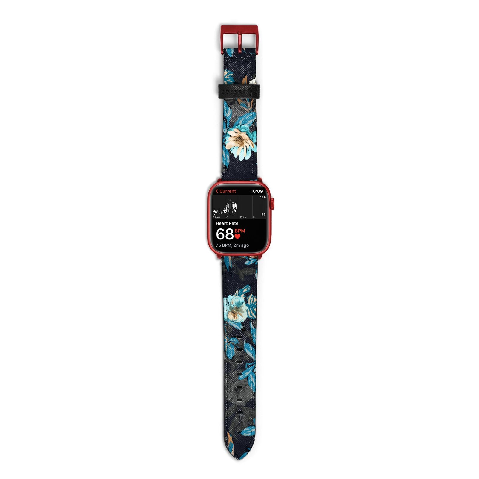 Blossom Flowers Apple Watch Strap Size 38mm with Red Hardware