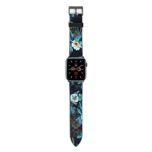 Blossom Flowers Apple Watch Strap with Space Grey Hardware