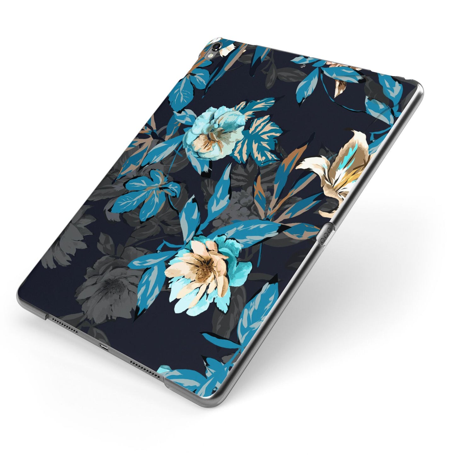 Blossom Flowers Apple iPad Case on Grey iPad Side View