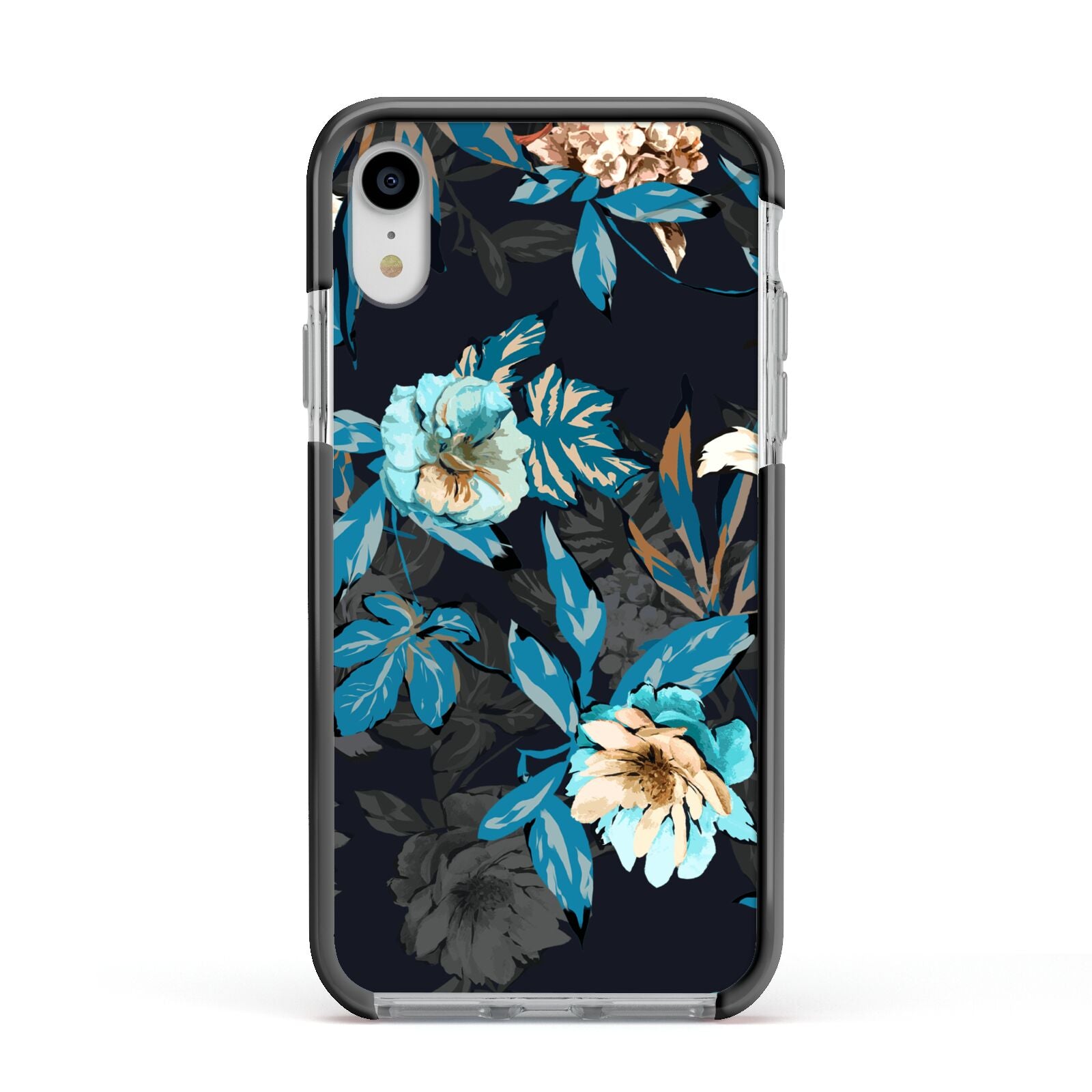 Blossom Flowers Apple iPhone XR Impact Case Black Edge on Silver Phone