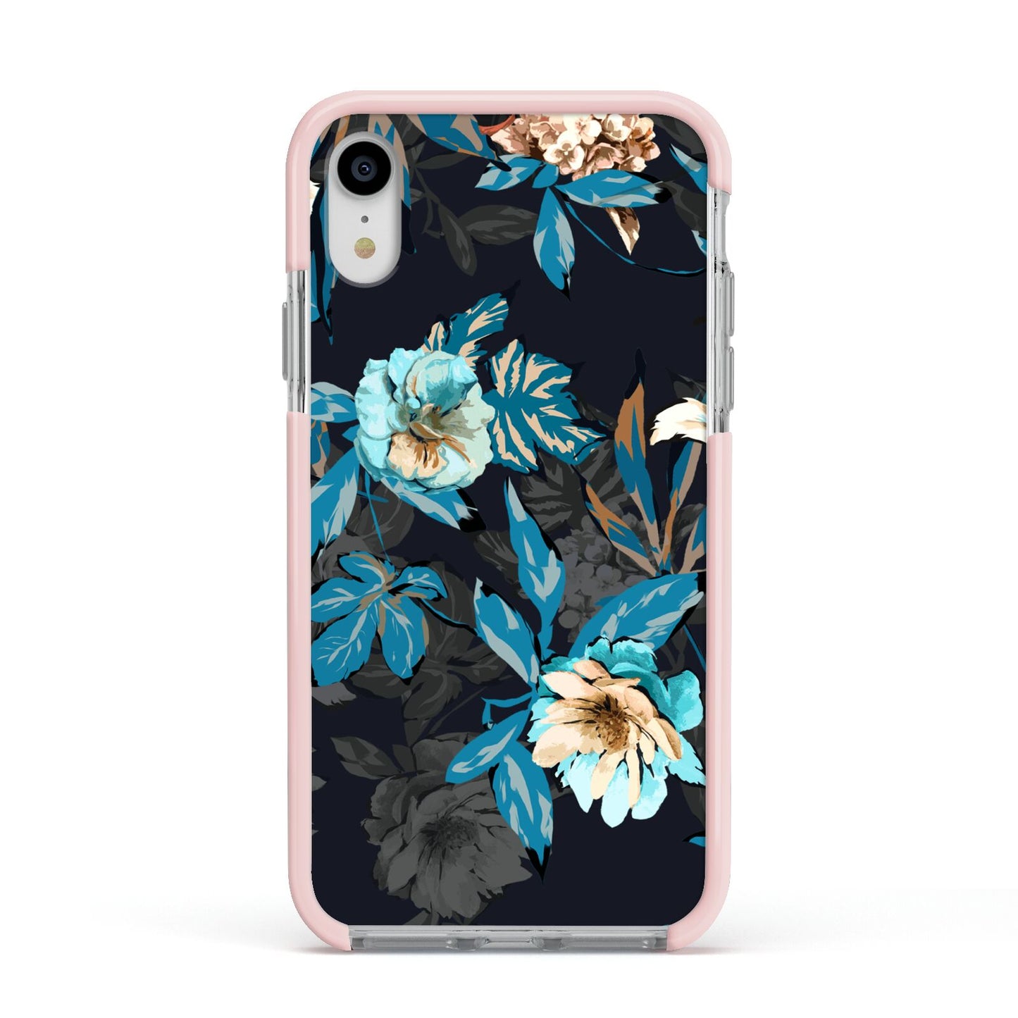 Blossom Flowers Apple iPhone XR Impact Case Pink Edge on Silver Phone