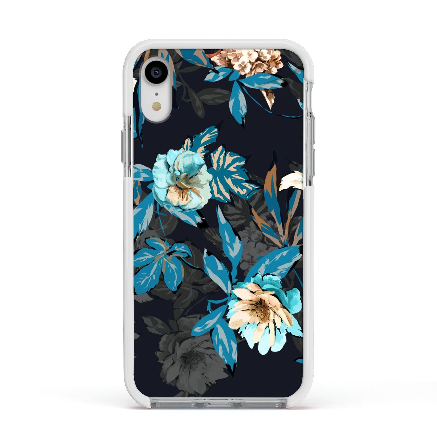 Blossom Flowers Apple iPhone XR Impact Case White Edge on Silver Phone