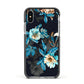 Blossom Flowers Apple iPhone Xs Impact Case Black Edge on Silver Phone
