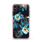 Blossom Flowers Apple iPhone Xs Impact Case Pink Edge on Gold Phone