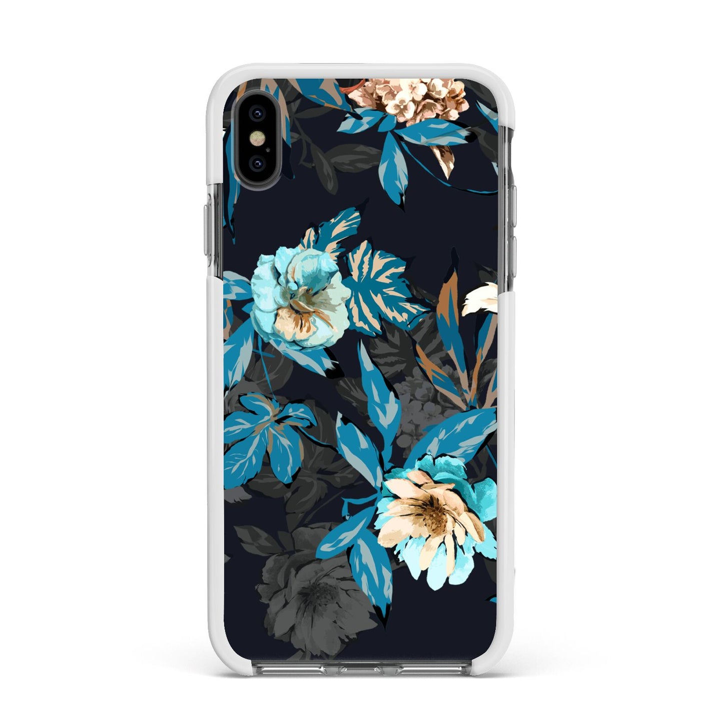 Blossom Flowers Apple iPhone Xs Max Impact Case White Edge on Black Phone