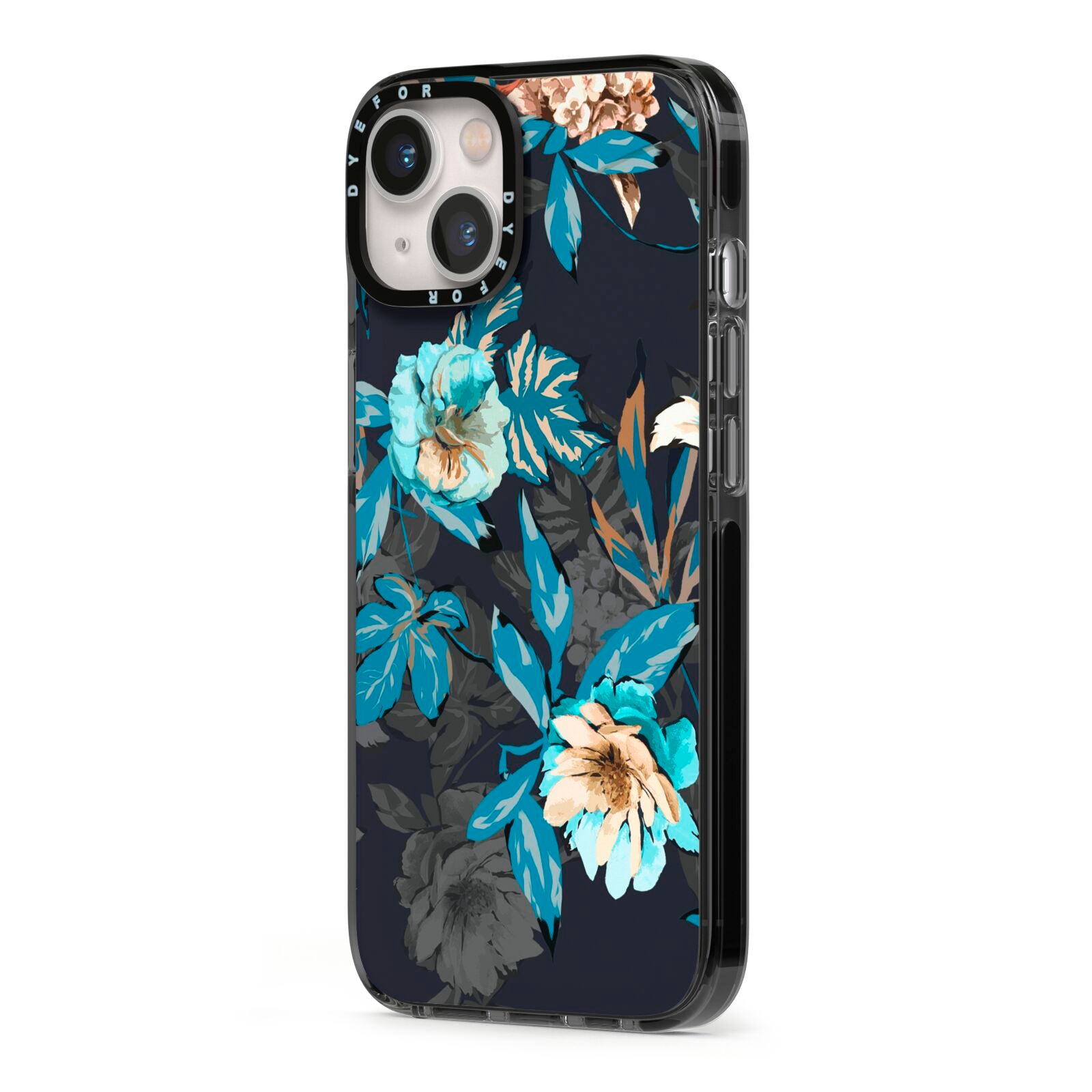 Blossom Flowers iPhone 13 Black Impact Case Side Angle on Silver phone