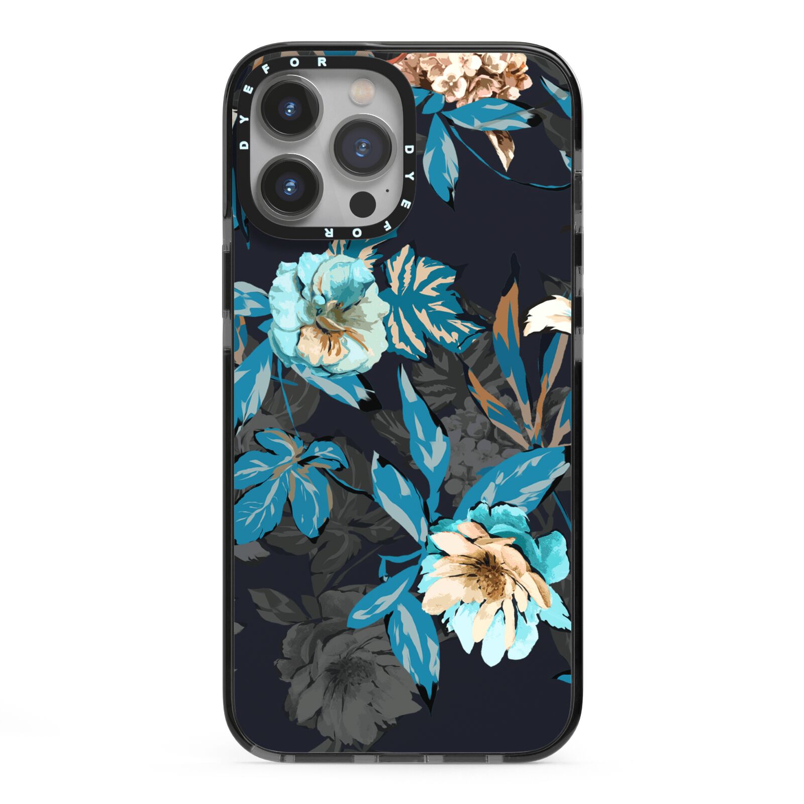 Blossom Flowers iPhone 13 Pro Max Black Impact Case on Silver phone