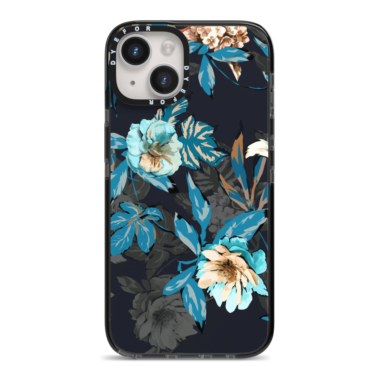 Blossom Flowers iPhone 14 Black Impact Case on Silver phone