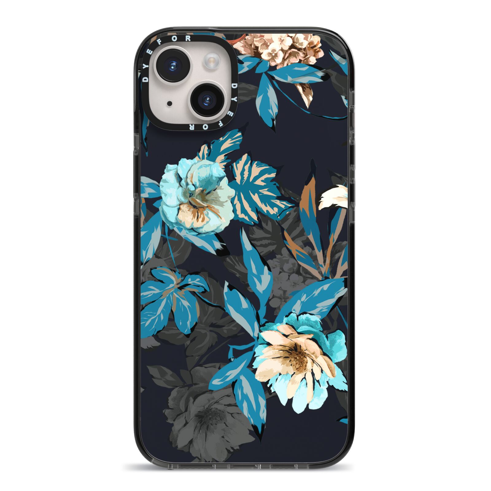 Blossom Flowers iPhone 14 Plus Black Impact Case on Silver phone