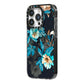Blossom Flowers iPhone 14 Pro Black Impact Case Side Angle on Silver phone