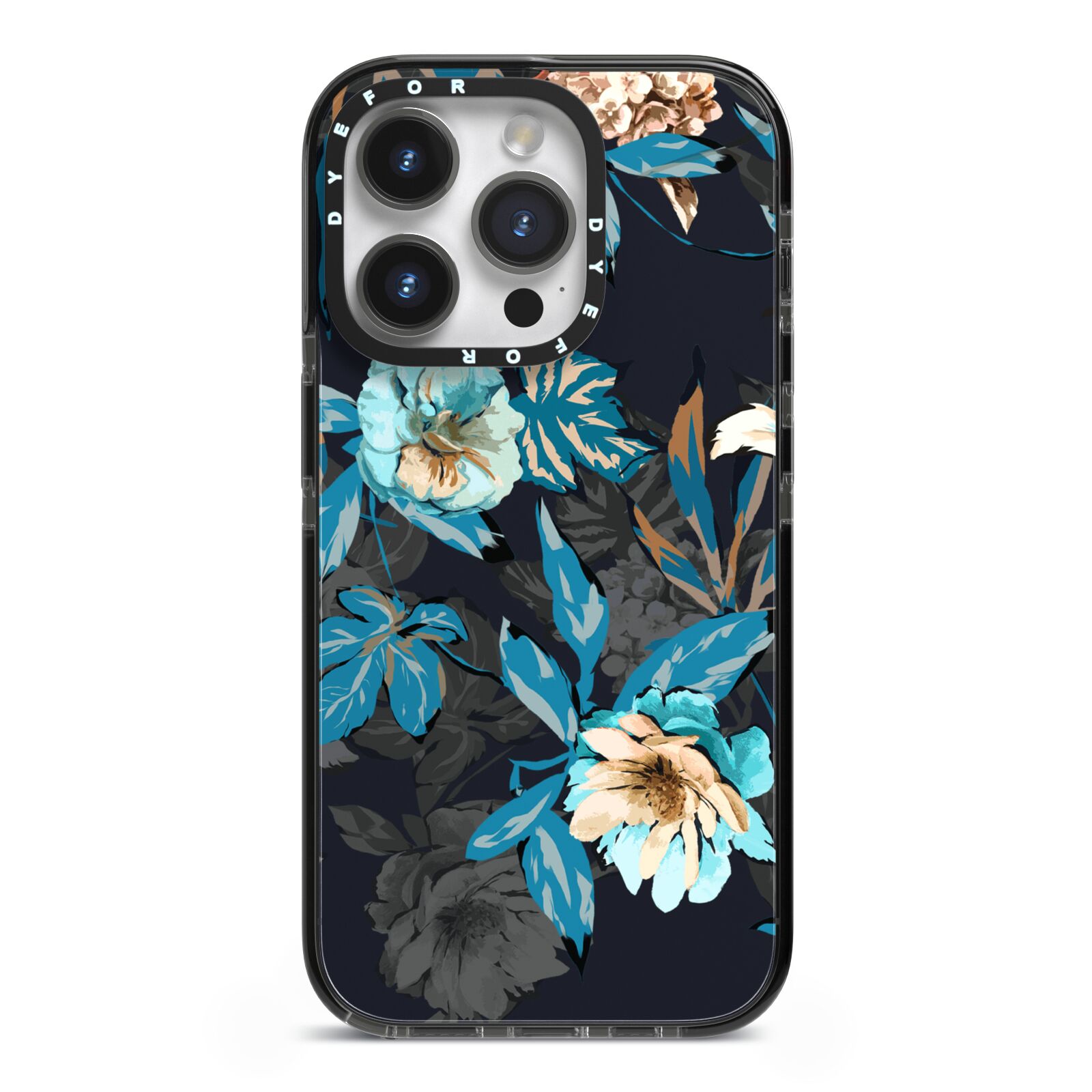 Blossom Flowers iPhone 14 Pro Black Impact Case on Silver phone