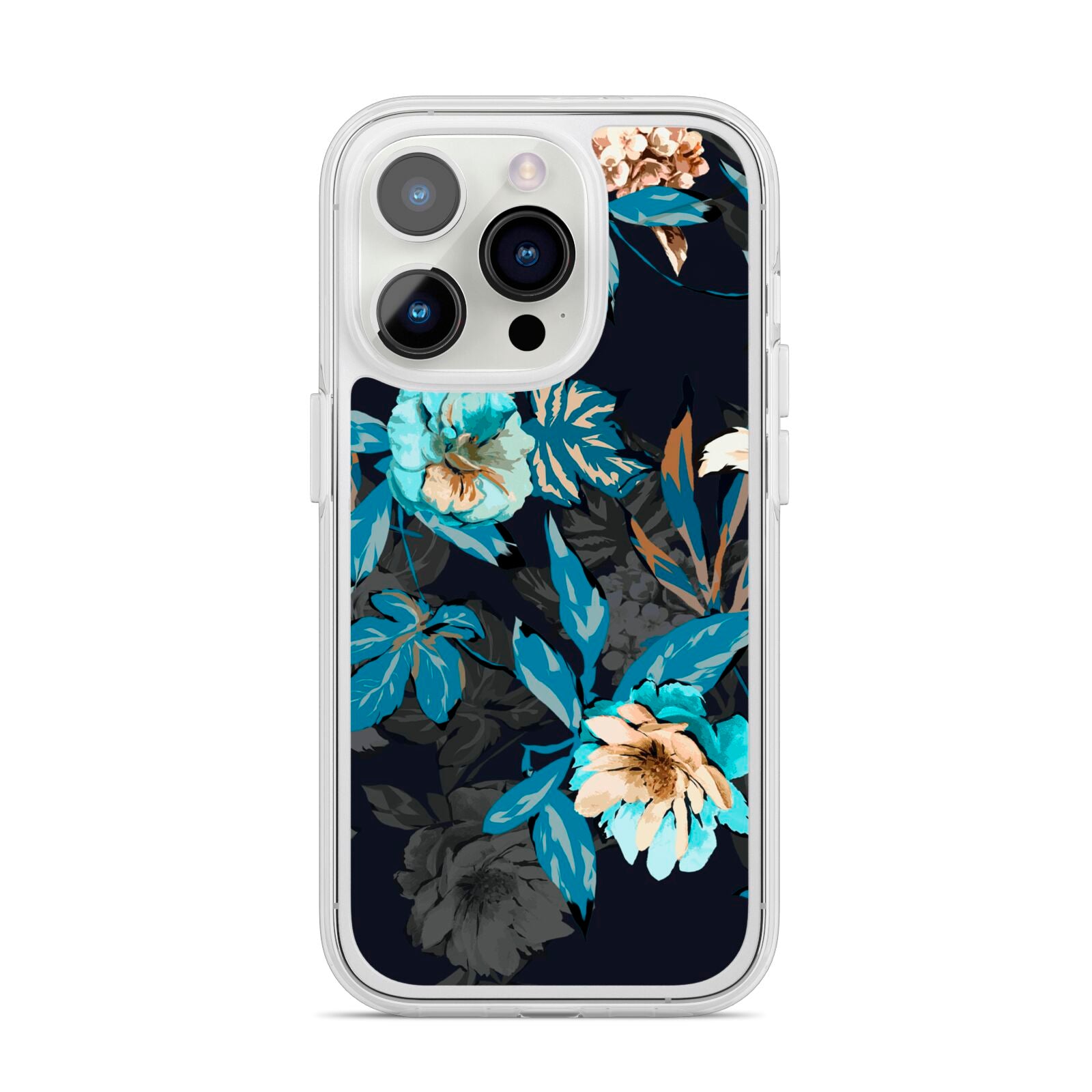 Blossom Flowers iPhone 14 Pro Clear Tough Case Silver