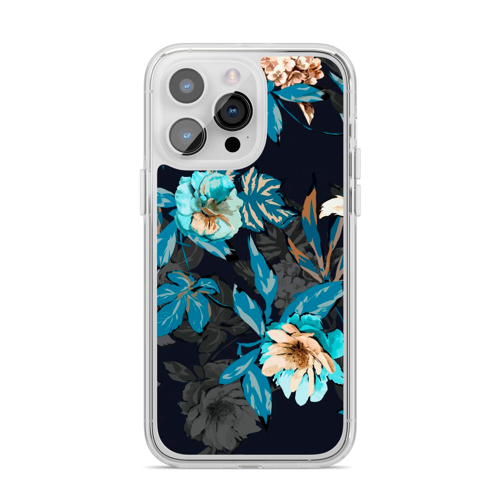 Blossom Flowers iPhone 14 Pro Max Clear Tough Case Silver