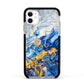 Blue And Gold Marble Apple iPhone 11 in White with Black Impact Case