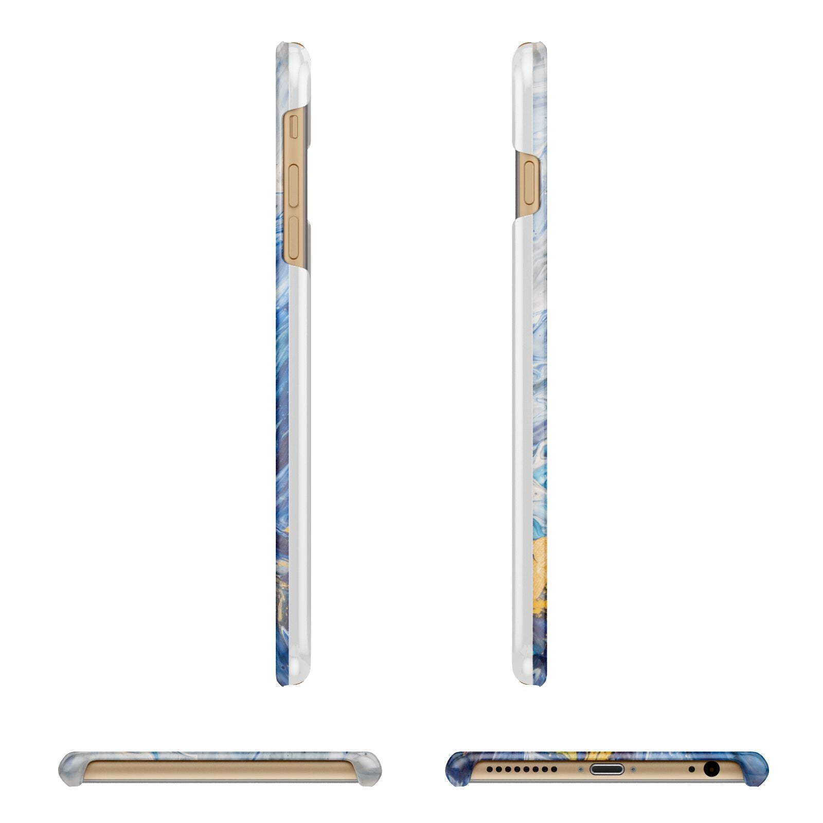 Blue And Gold Marble Apple iPhone 6 Plus 3D Wrap Snap Case Angled Images