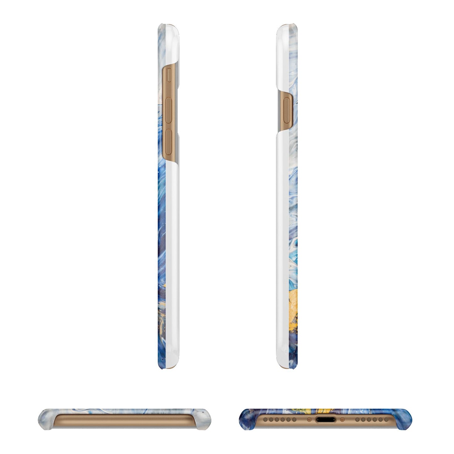 Blue And Gold Marble Apple iPhone 7 8 3D Wrap Snap Case Angled Images