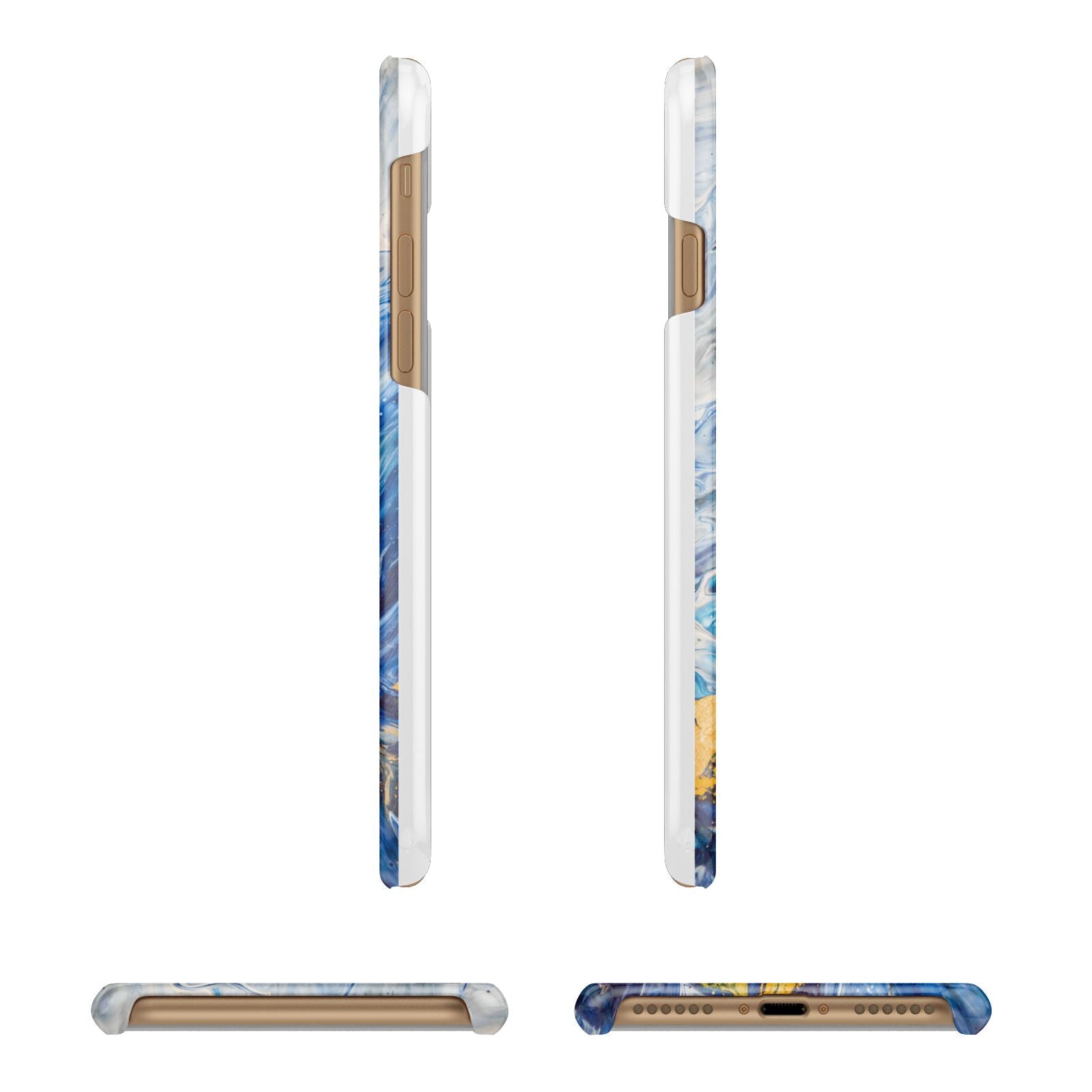 Blue And Gold Marble Apple iPhone 7 8 3D Wrap Snap Case Angled Images