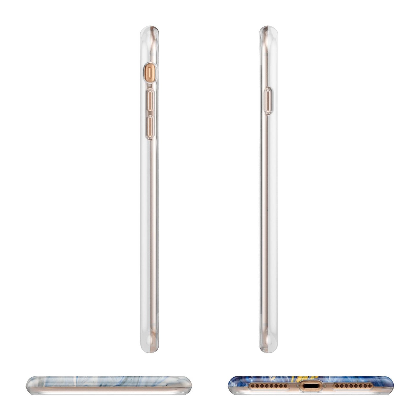 Blue And Gold Marble Apple iPhone 7 8 Plus 3D Wrap Tough Case Alternative Image Angles