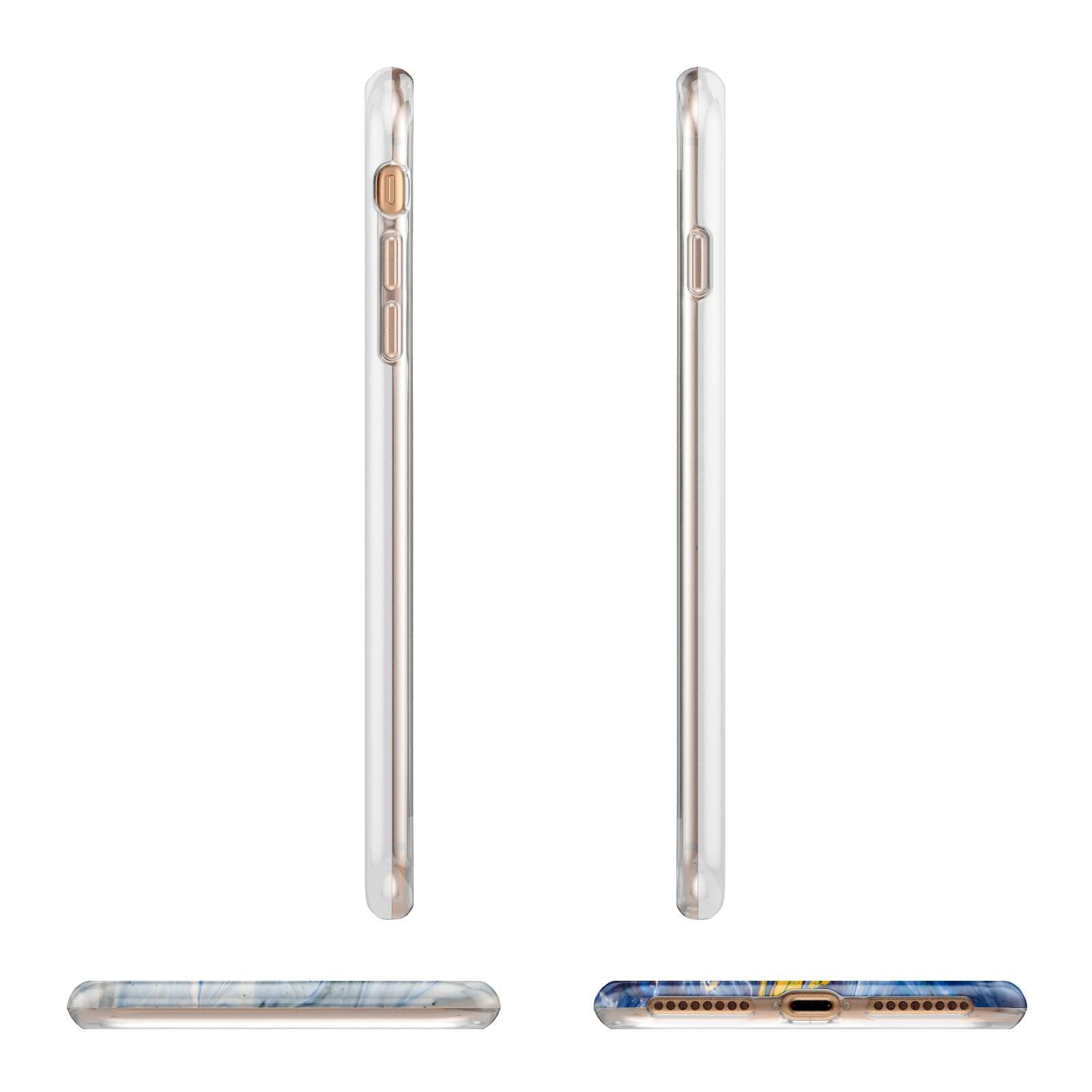 Blue And Gold Marble Apple iPhone 7 8 Plus 3D Wrap Tough Case Alternative Image Angles