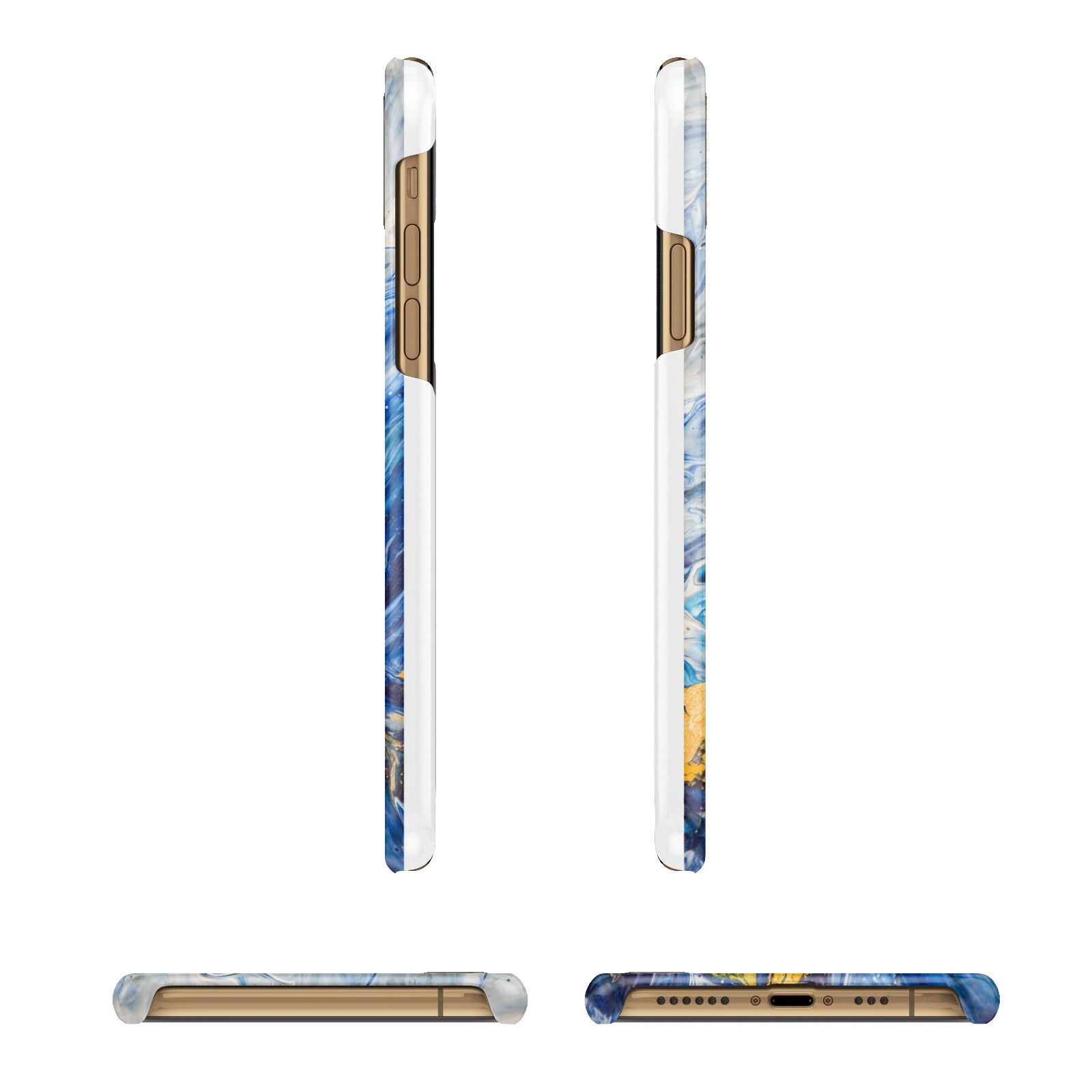 Blue And Gold Marble iPhone 11 3D Snap Case Angle Images