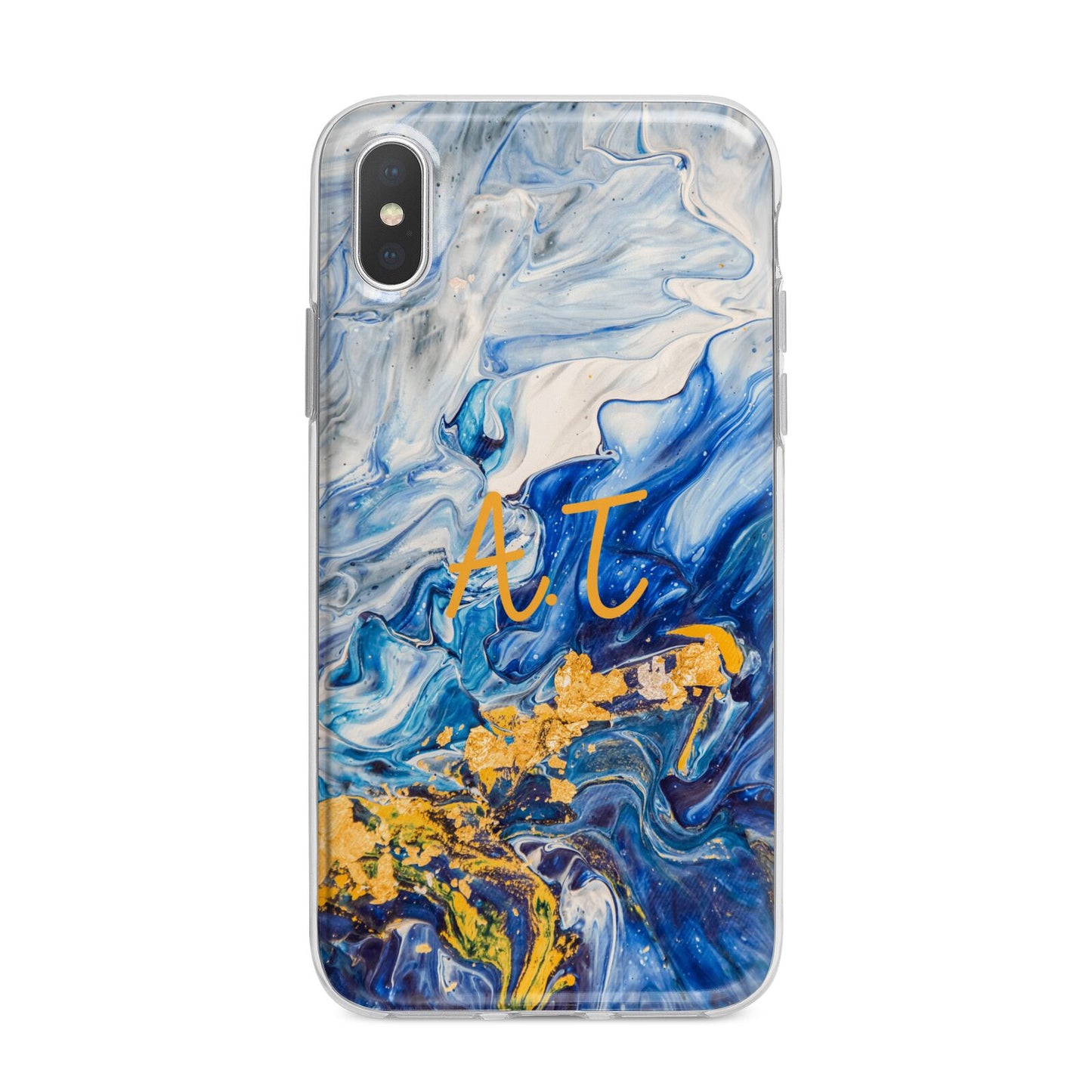 Blue And Gold Marble iPhone X Bumper Case on Silver iPhone Alternative Image 1