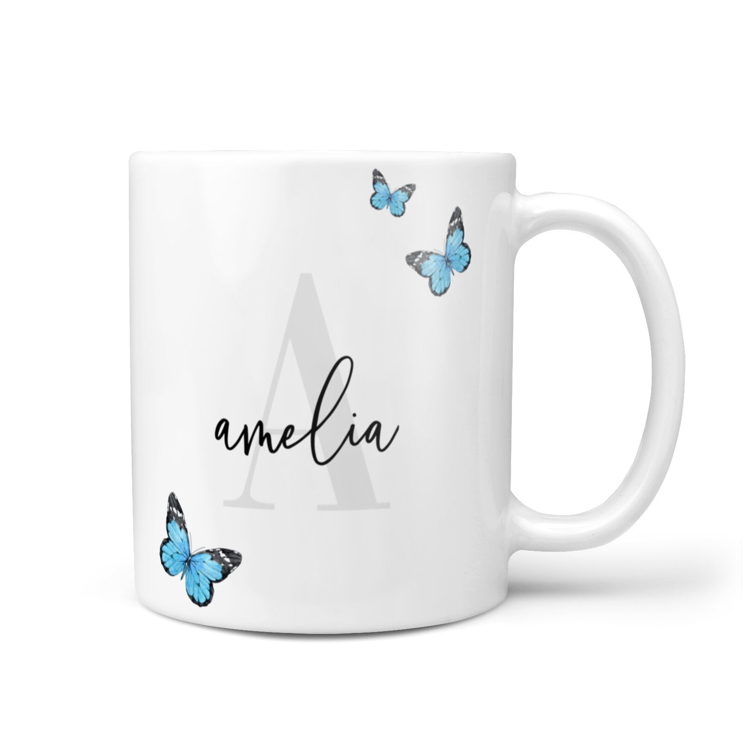 Blue Butterflies with Initial and Name 10oz Mug