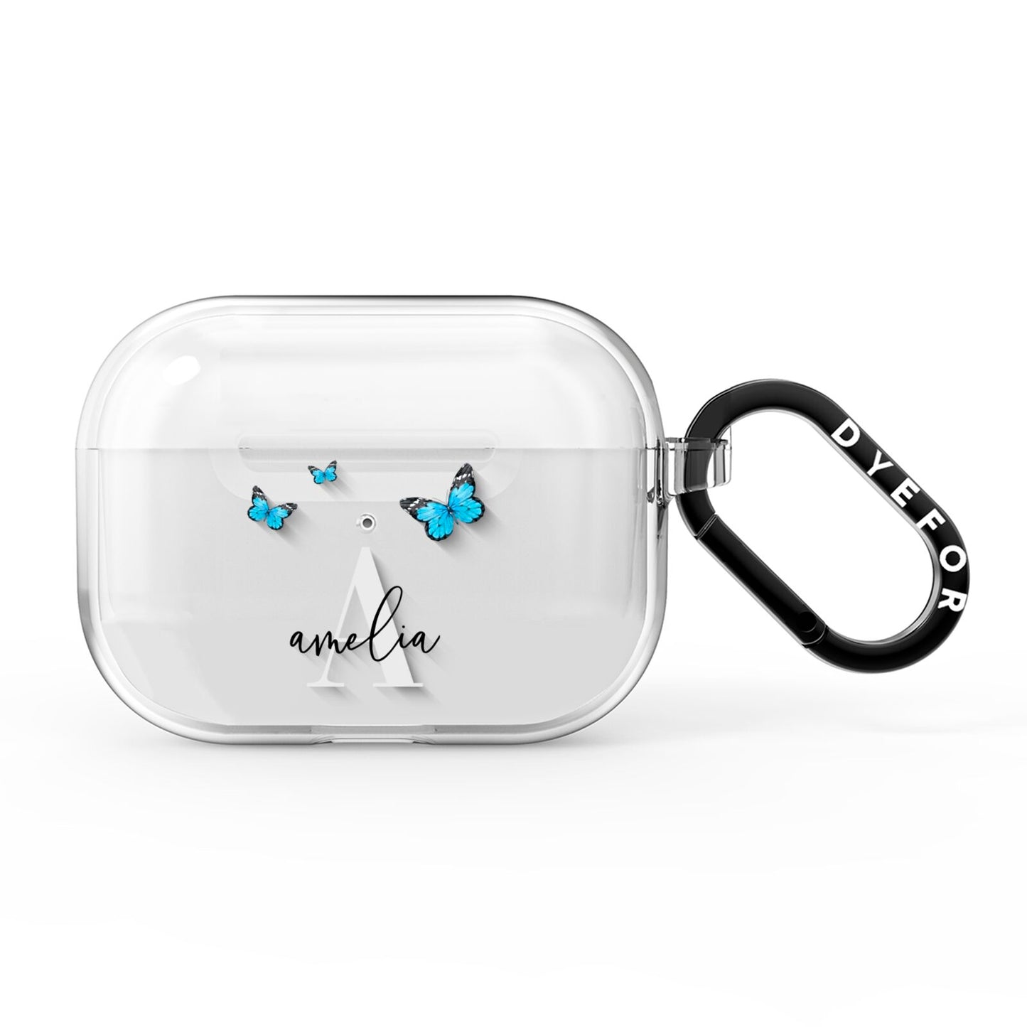 Blue Butterflies with Initial and Name AirPods Pro Clear Case