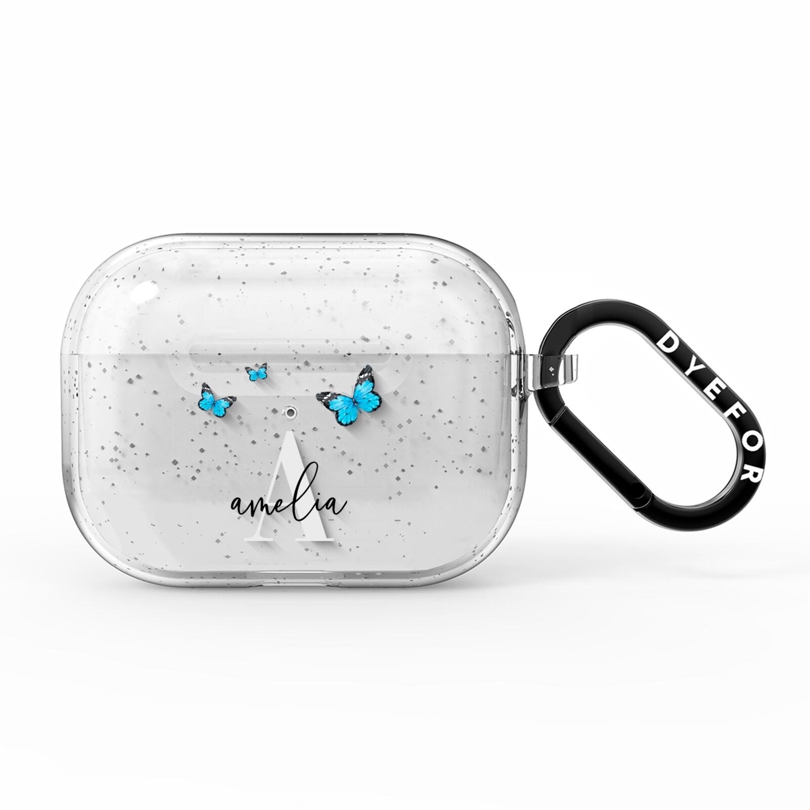 Blue Butterflies with Initial and Name AirPods Pro Glitter Case