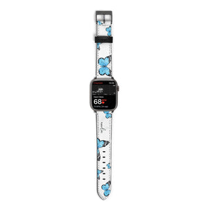 Blue Butterflies with Initial and Name Watch Strap