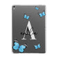 Blue Butterflies with Initial and Name Apple iPad Grey Case