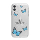 Blue Butterflies with Initial and Name Apple iPhone 11 in White with Bumper Case