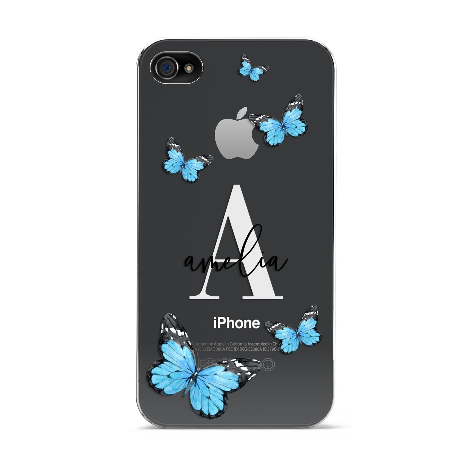 Blue Butterflies with Initial and Name Apple iPhone 4s Case