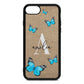 Blue Butterflies with Initial and Name Gold Pebble Leather iPhone 8 Case