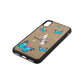 Blue Butterflies with Initial and Name Gold Pebble Leather iPhone Xs Case Side Angle