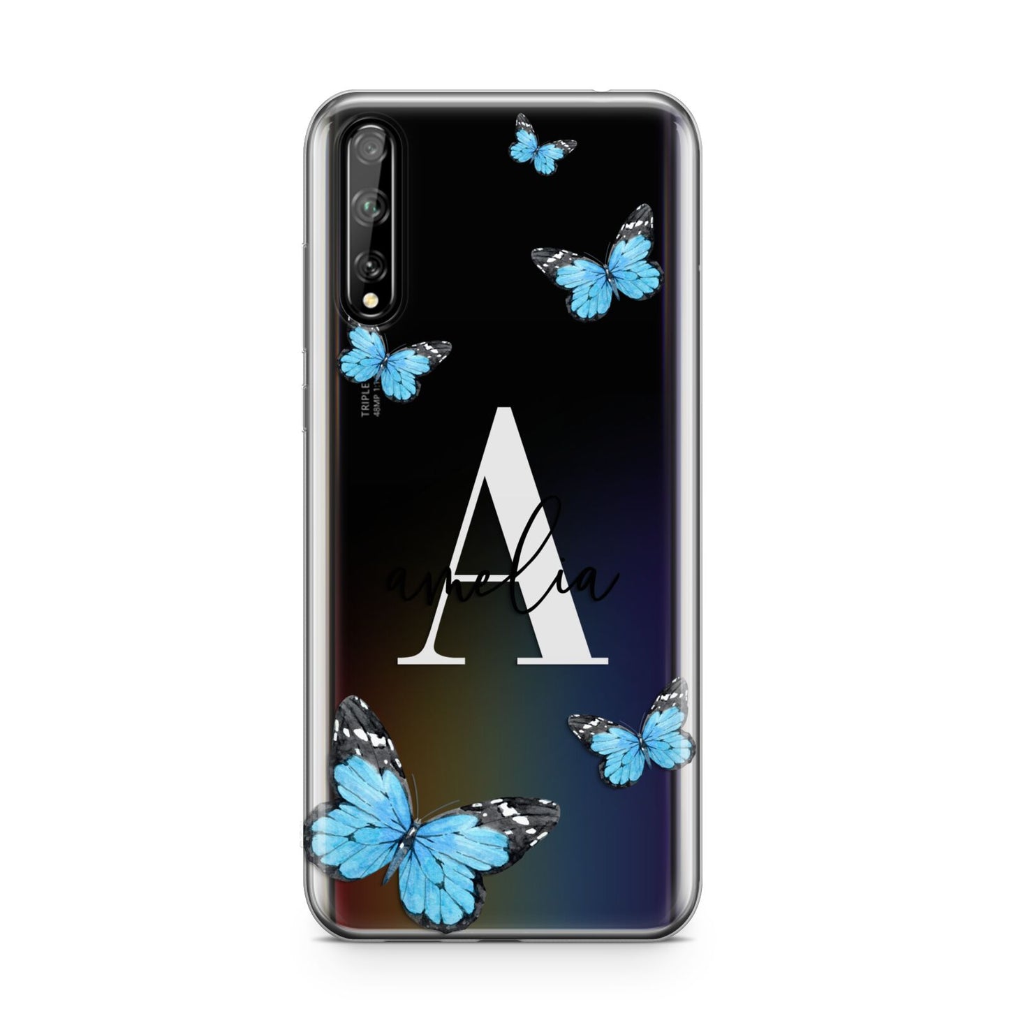 Blue Butterflies with Initial and Name Huawei Enjoy 10s Phone Case