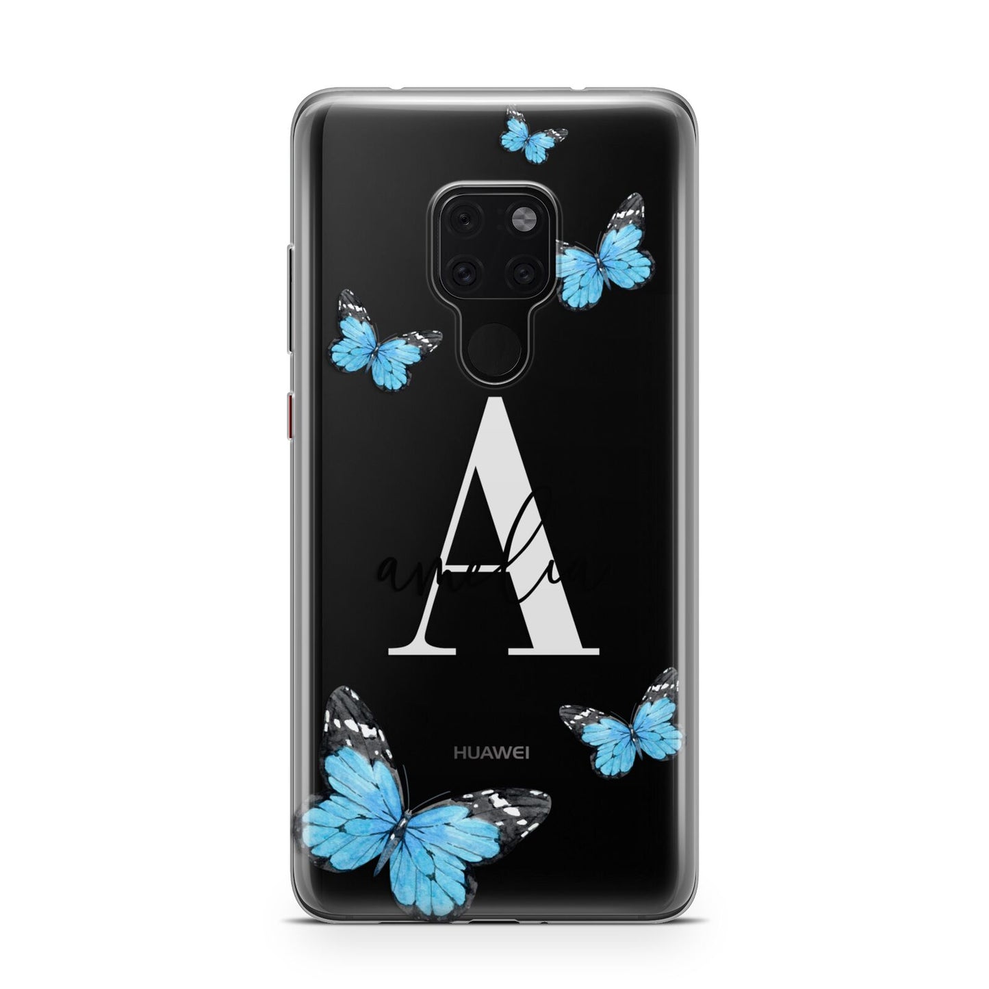 Blue Butterflies with Initial and Name Huawei Mate 20 Phone Case