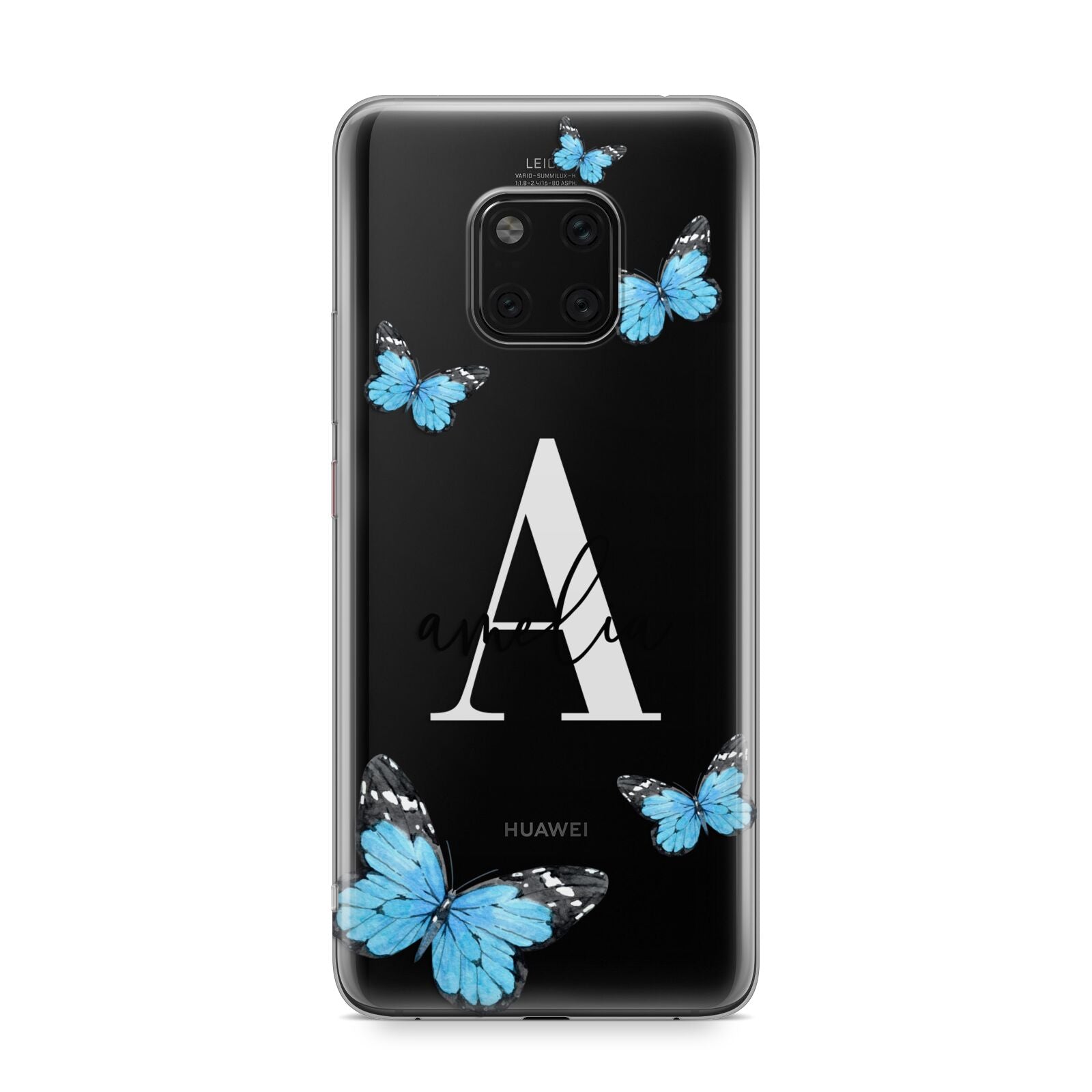 Blue Butterflies with Initial and Name Huawei Mate 20 Pro Phone Case