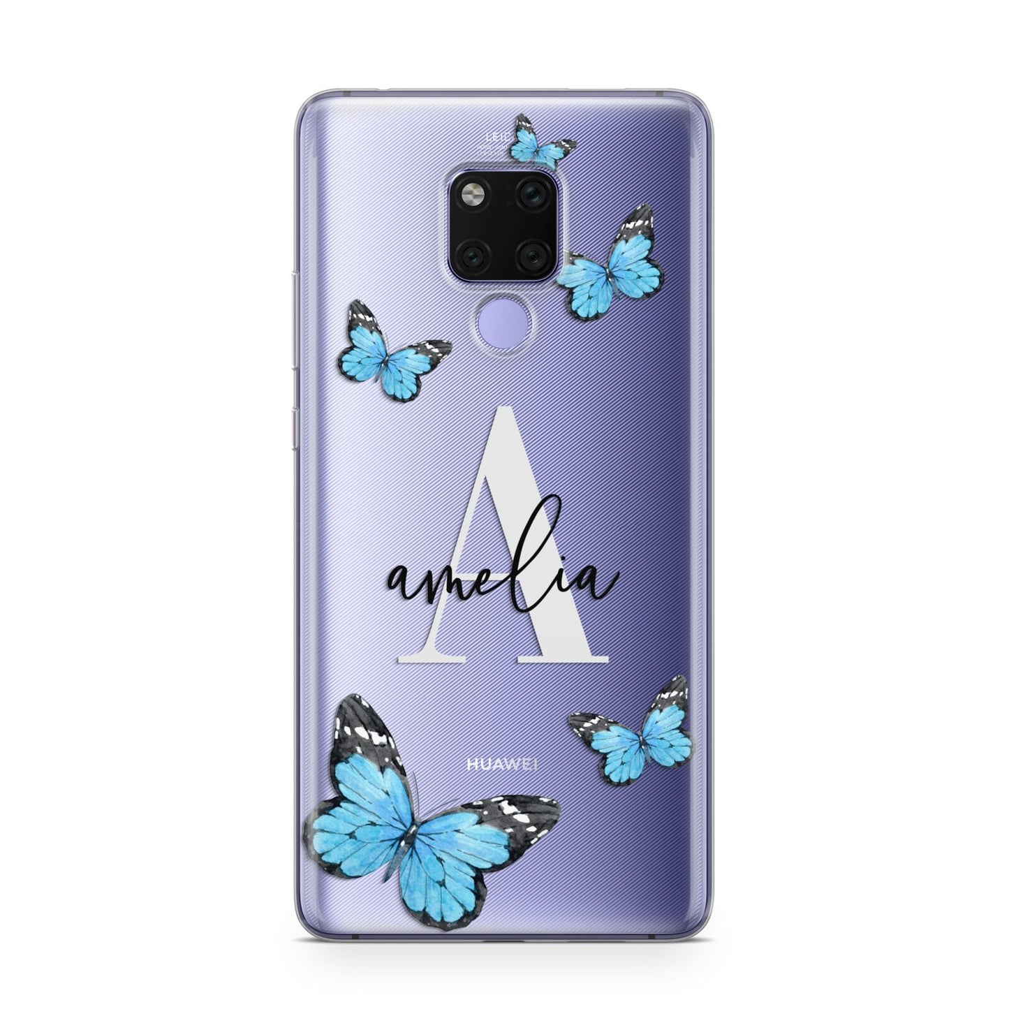 Blue Butterflies with Initial and Name Huawei Mate 20X Phone Case